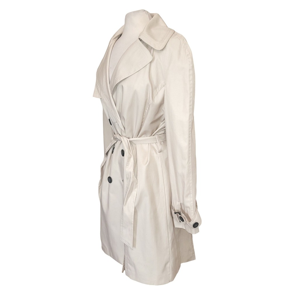 Marvin Richards New York Cream Ivory Long Double Breasted Tie Trench Coat XL - Picture 2 of 9